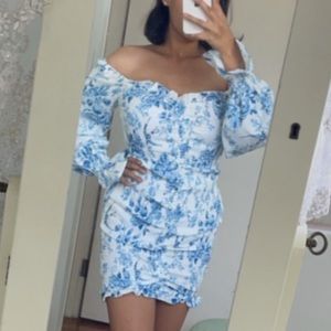 Blue and white dress